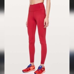 Lululemon Swift Speed High Rise Tight 28” Dark Red Size 2 media phone pockets